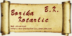 Borika Kotarlić vizit kartica